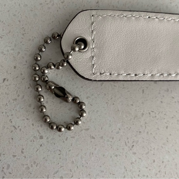 Coach white vintage Leather Keychain hang Tag bag charm FOB - Picture 5 of 8